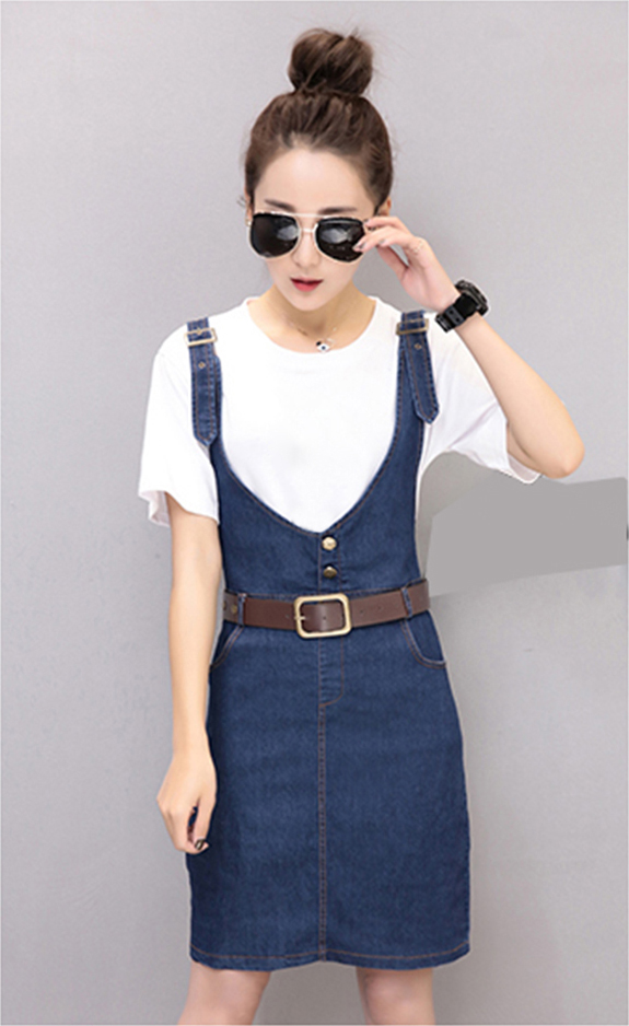 ĐẦM YẾM JEAN CÀI NÚT EO